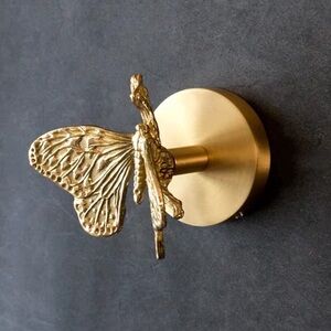 Butterfly Handmade Solid Brass Animal Hook Wall Mounted Coat Clothes Gold Modern